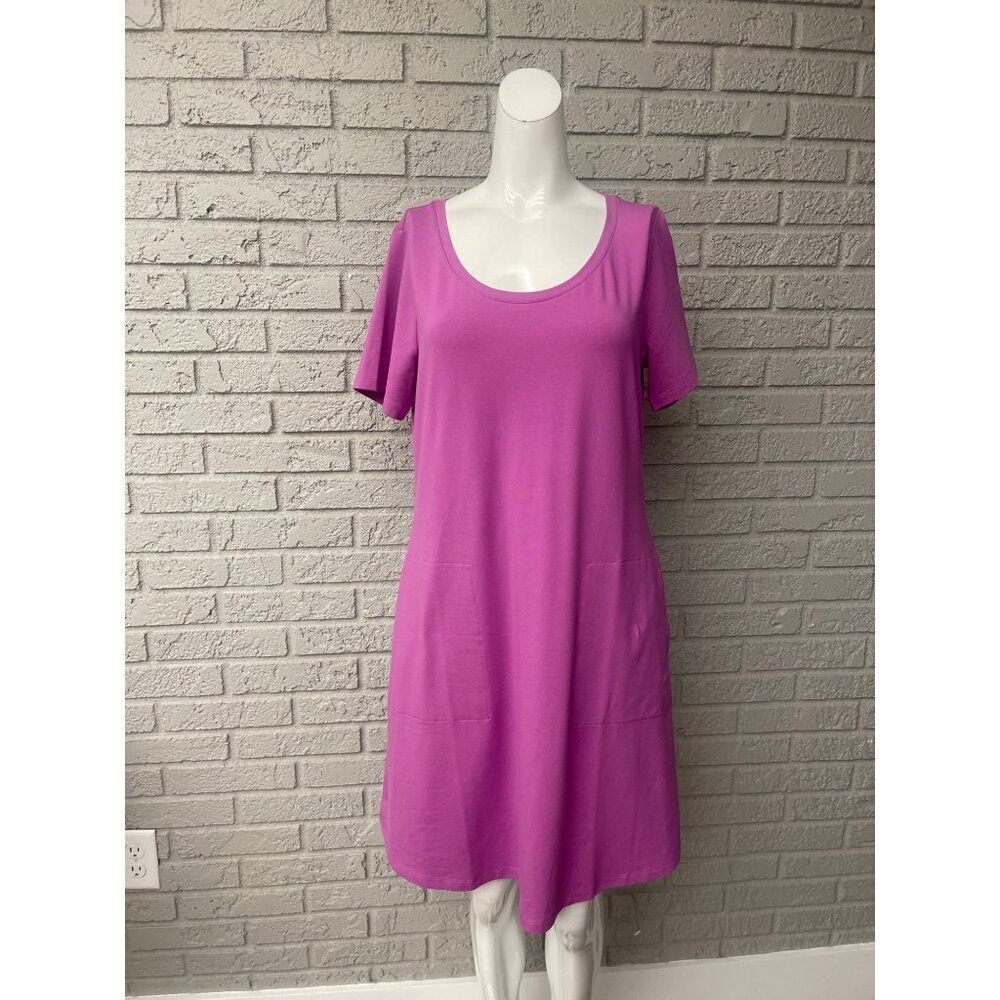 Isaac Mizrahi Women's Short Sleeve Cotton Semi-Fitted T-Shirt Dress Size S